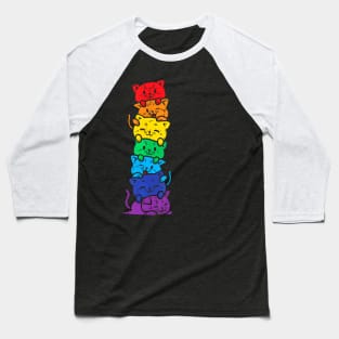 Cat Stack Rainbow Gay Pride Cute Lgbt Animal Pet Lover Baseball T-Shirt